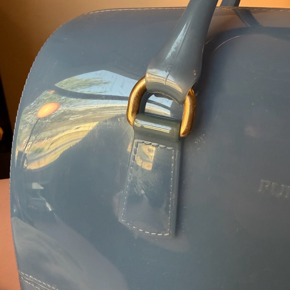Furla Patent Leather Dome Satchel in Royal Blue - Picture 7 of 16
